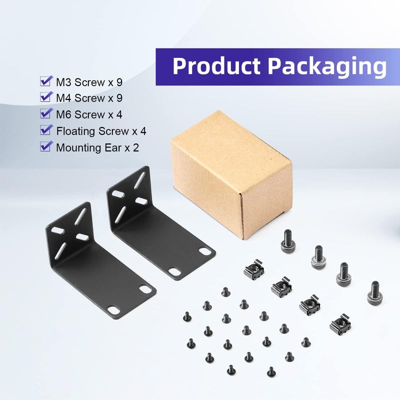 PhyinLan Rack Mount Kit for 12.6 inch Switches, Adjustable Rack Ears for Netgear, Cisco, D-Link, TRENDnet and Dell Products, Mount 12.6" Wide to 19" Equipment, Adjustable Hole Distance 14-30mm - Image 5